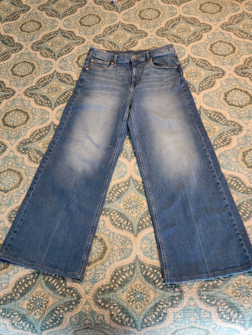 Gap High Stride Classic Wide-Leg High-rise Stretch Denim Jeans in Light Blue